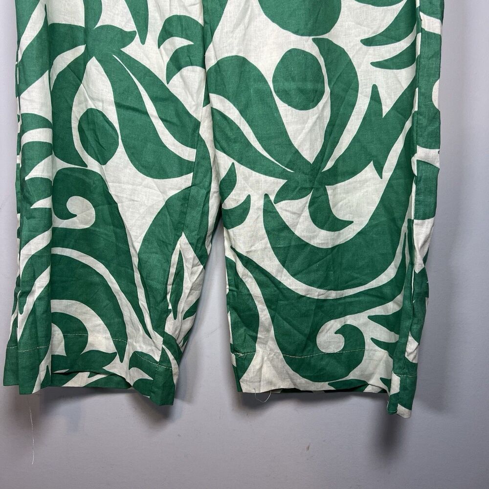 Panama Jack Womens Linen Blend Crop Pants Pockets green white‎ preowned medium - Picture 3 of 7